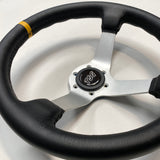 'TSG' Silver Spoke, Leather Steering Wheel 350mm