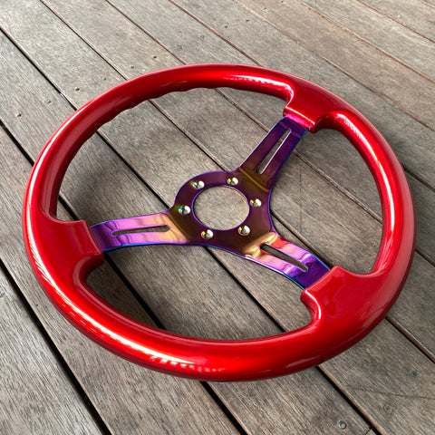 Neo-Chrome Spoke, Candy Red Steering Wheel 350mm