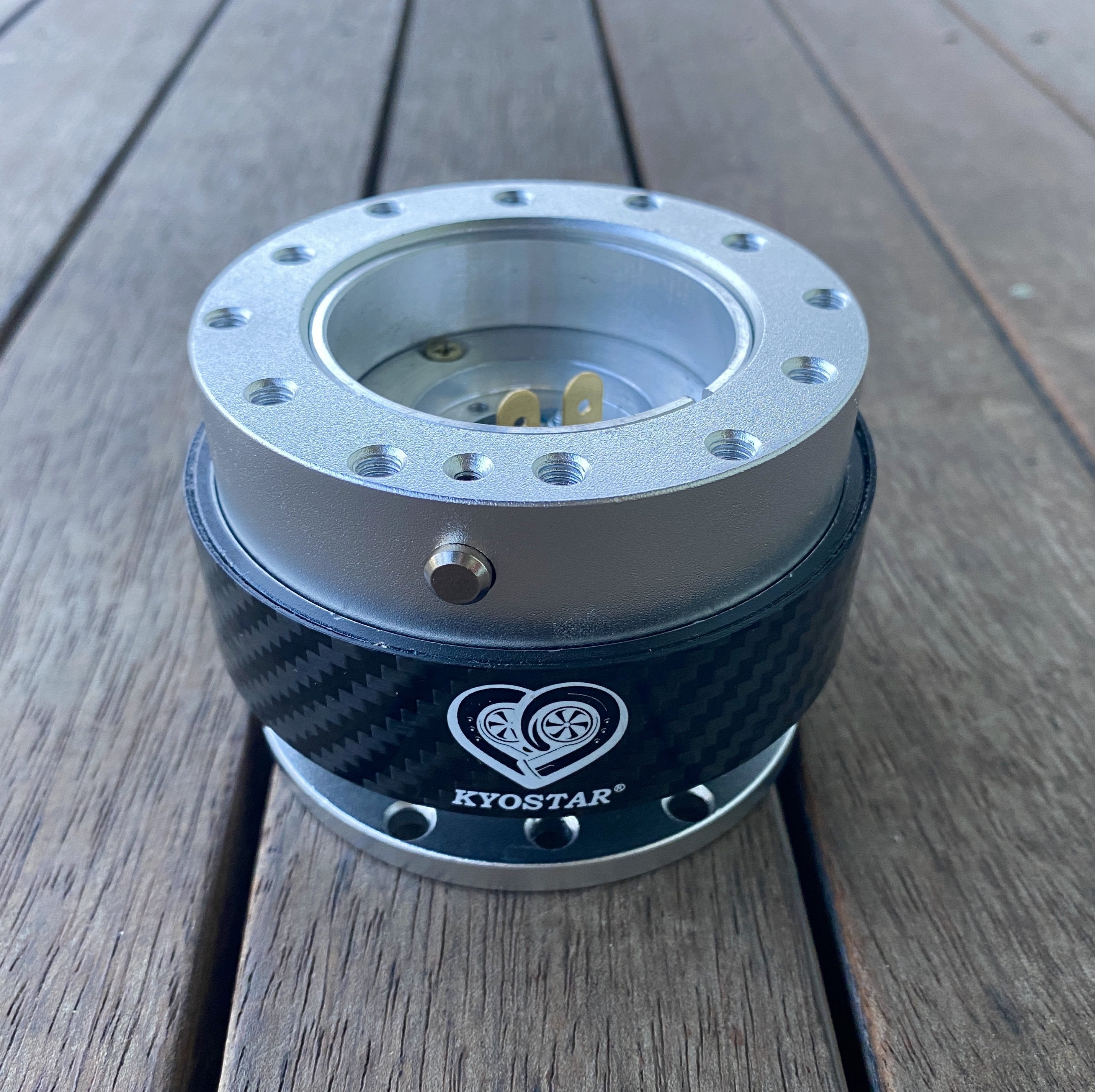 Kit Adaptateur Moyeu Volant Quick Release Kyostar - Aluminium Titane Argenté