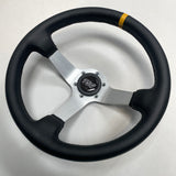 'TSG' Silver Spoke, Leather Steering Wheel 350mm